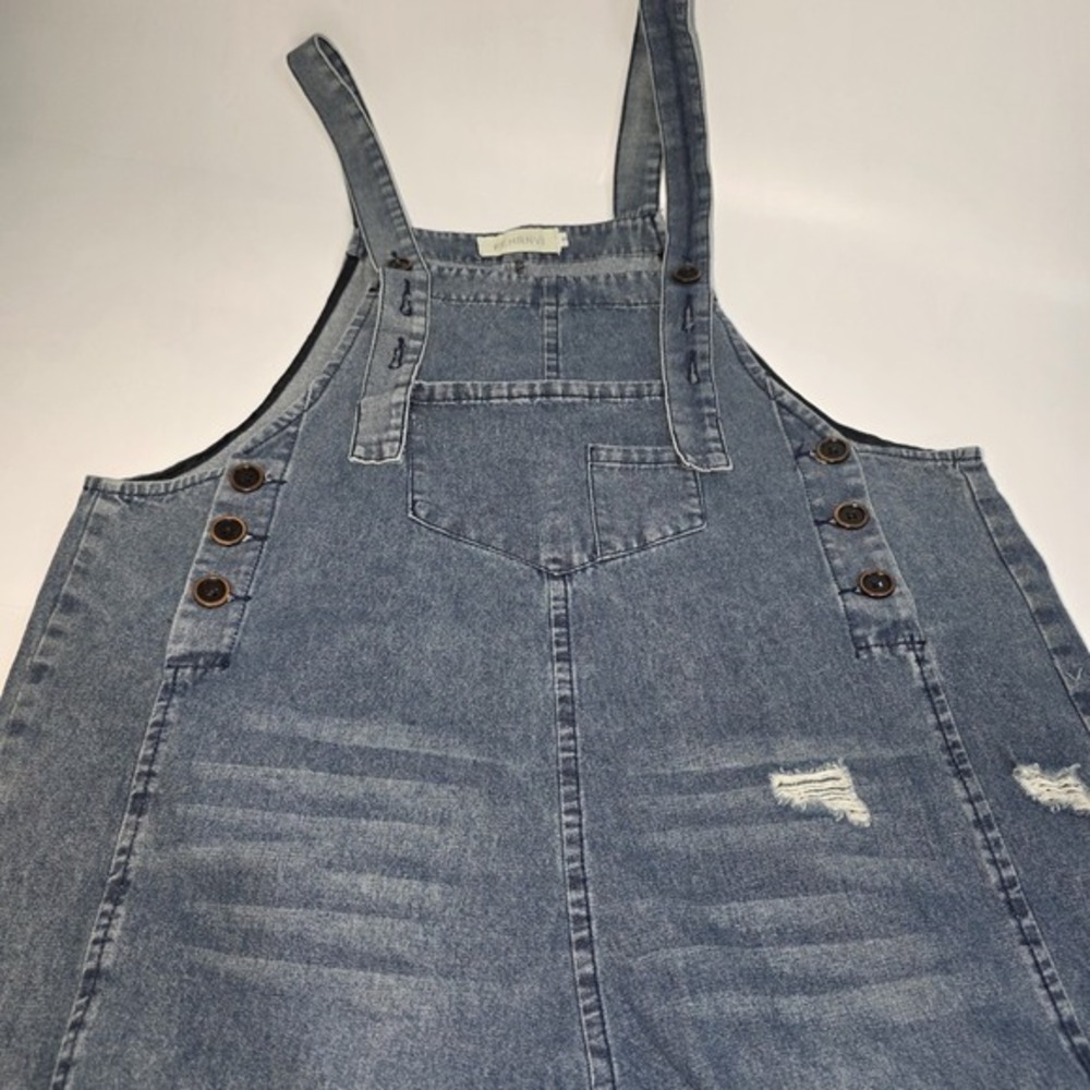 Fehrnvi Denim Overalls Loose Festival Pockets Wide Legs Women‎ Size Small Rave
